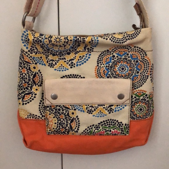 Fossil- Lena Tote Orange Satchel Purse/Crosssbody bag - Picture 2 of 5